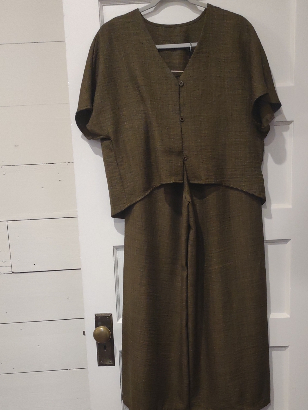 Olive Green Women's Two-Piece Jumpsuit Set